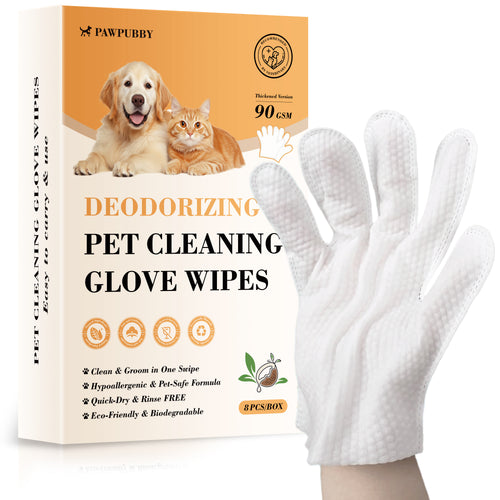 Deodorizing Pet Cleaning Glove Wipes for Dogs & Cats